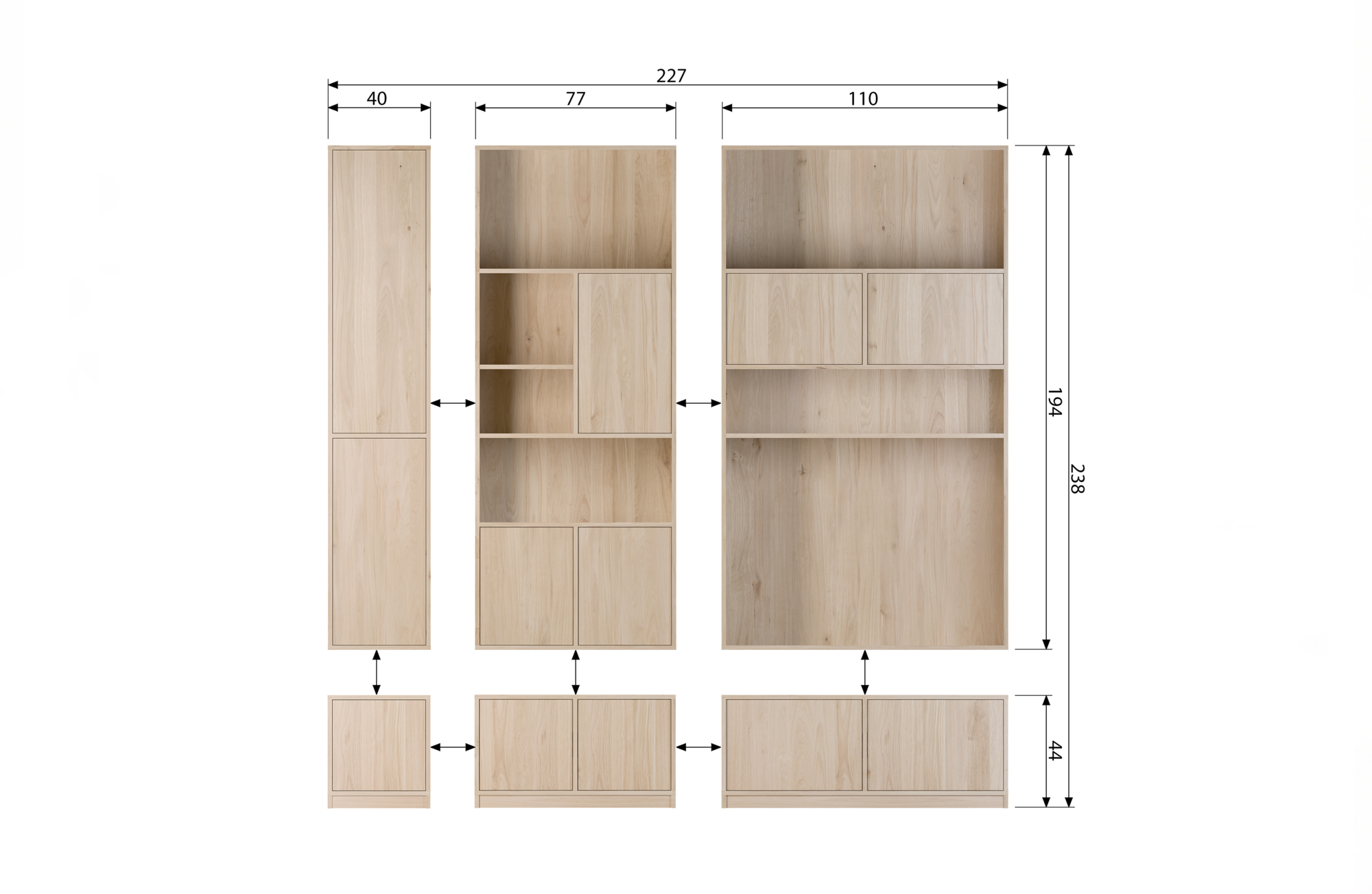 Onderkast Modulair naturel mat Modulair Onderkast 40cm - Naturel Mat