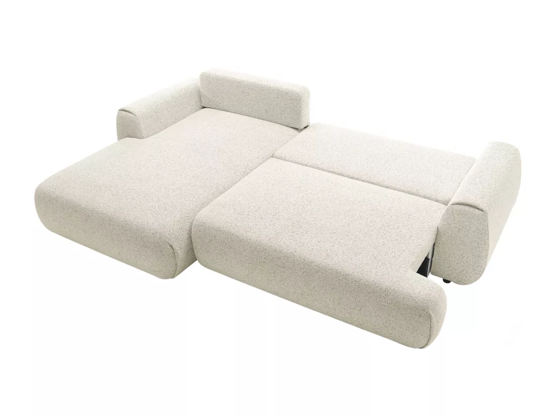 Canapé d'angle gauche convertible en tissu texturé beige MONELIA