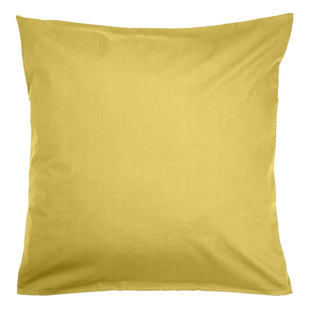 Taie d'oreiller 50x70cm 100% coton finition droite jaune moutarde