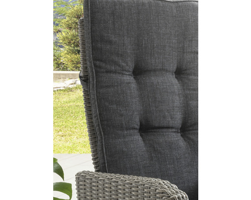 Palma vintage hoge rugleuning tuinstoel, grijs polyrotan, verstelbare rugleuning