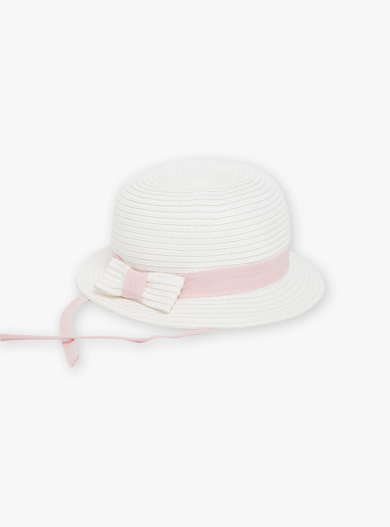 Chapeau de paille ivoire avec noeud