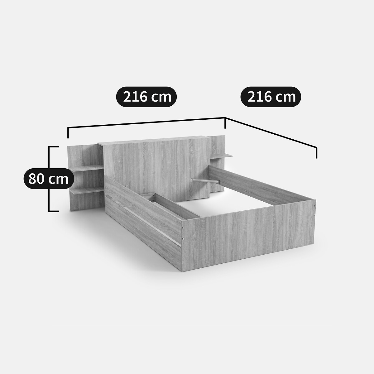 SO'HOME<br>Cama com arrumação, prateleiras e gaveta, Niolo