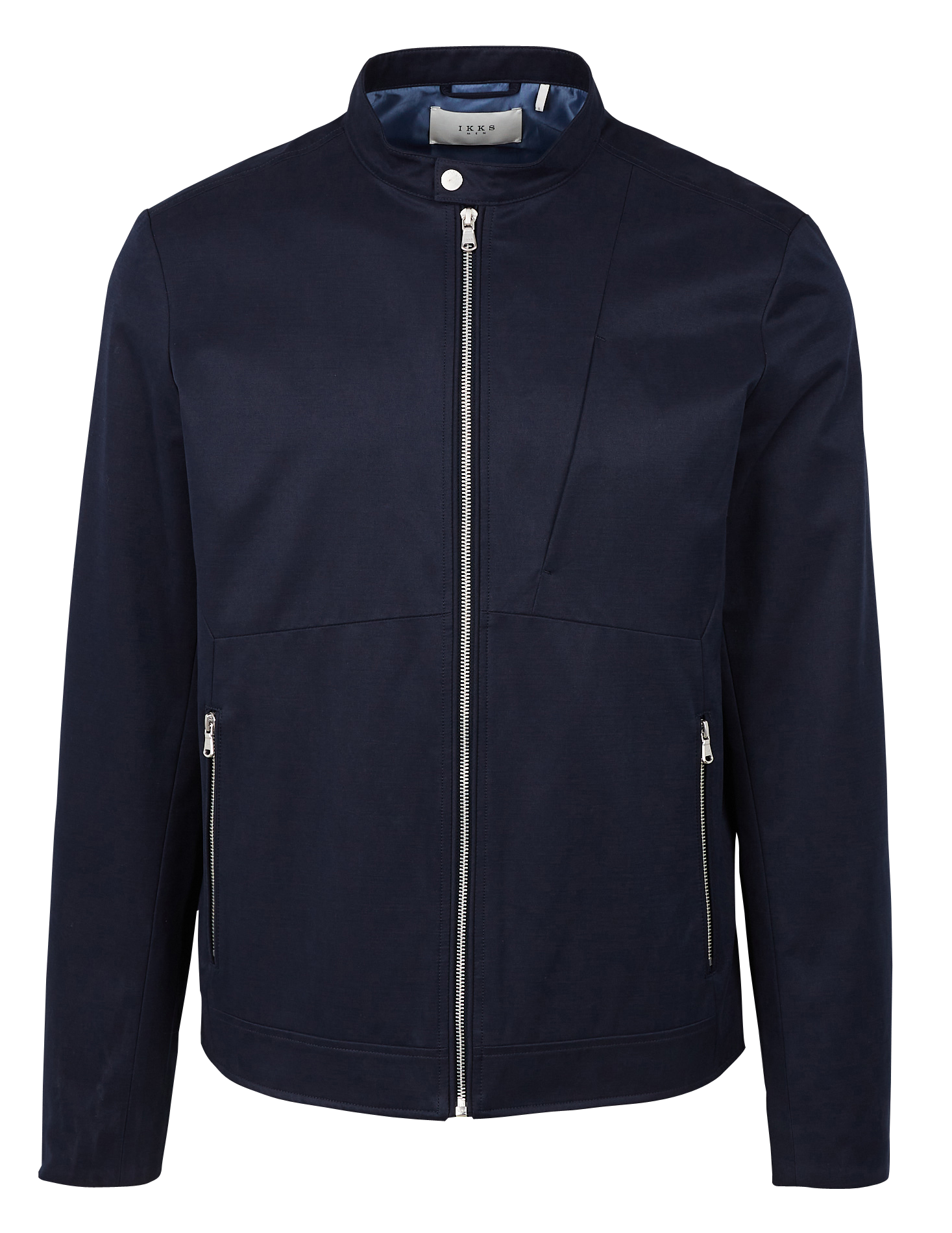 Blouson col rond en coton mélangé | Bleu