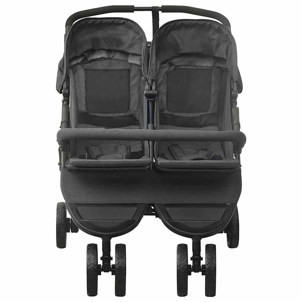 vidaXL Tweelingkinderwagen, Antraciet, Staal