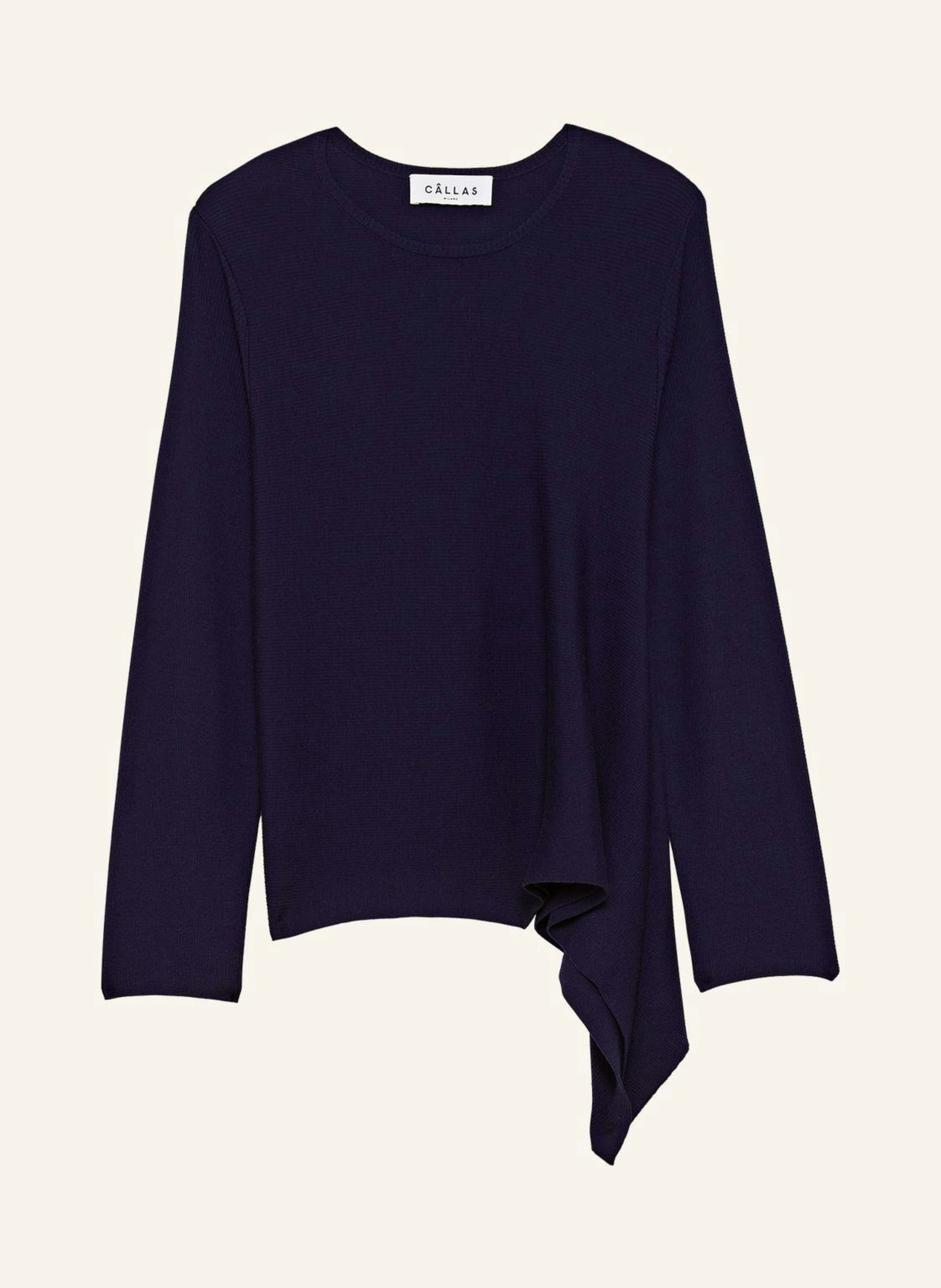 CÂLLAS MILANO HELOISE Asymmetrischer Pullover aus Merinowolle mit Rundhalsausschnitt