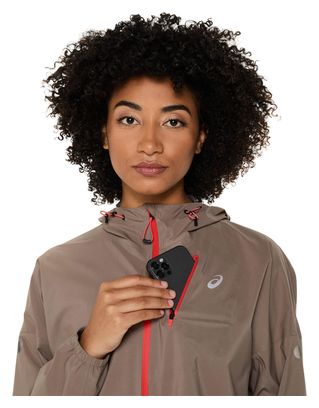 Veste imperméable Asics Fujitrail Elite Beige Femme