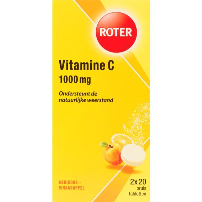 Roter Vitamine C Bruis 1000 mg Abrikoos-Sinaasappel 40 bruistabletten