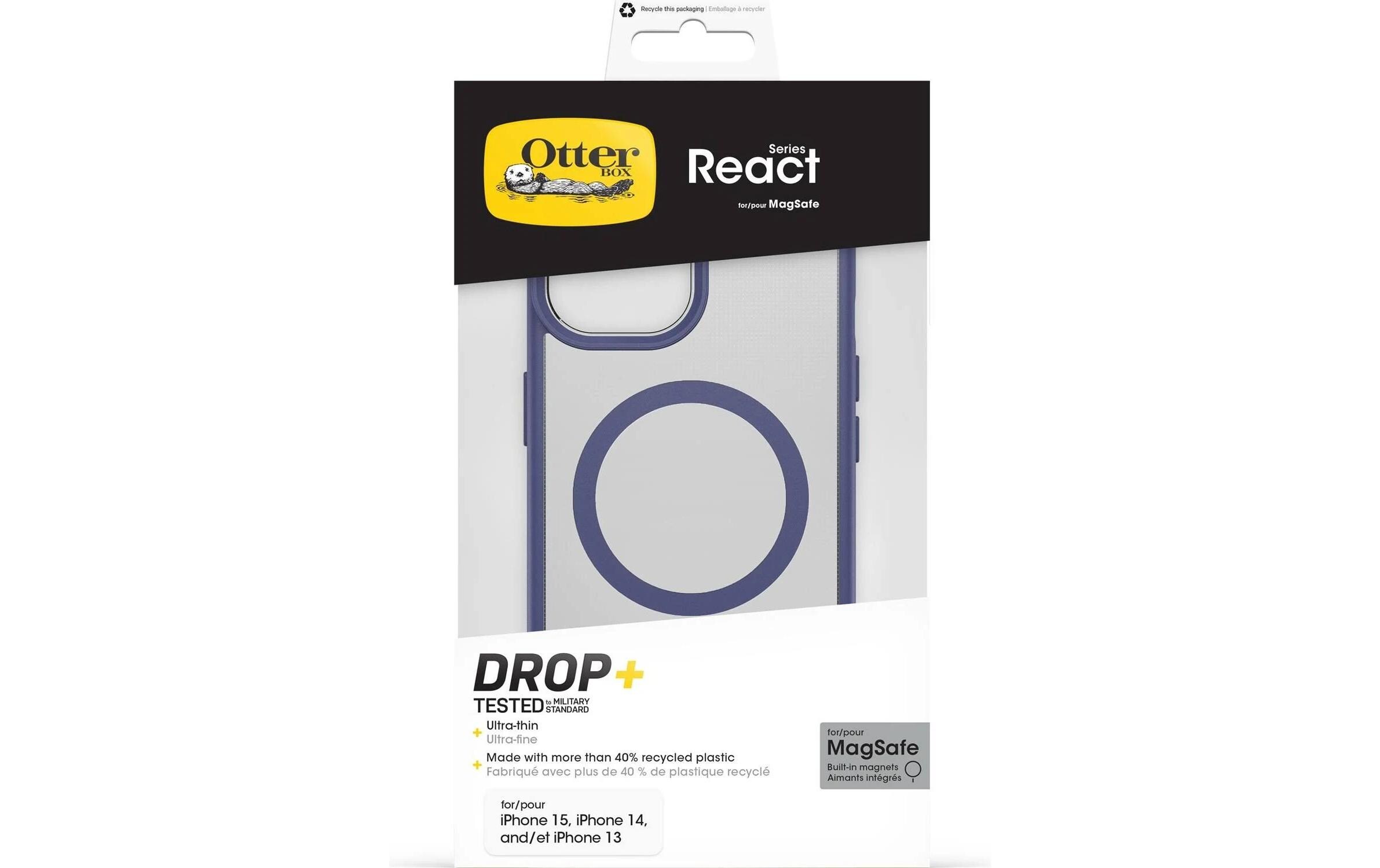Back Cover React Transparent/ViolettSchutzhülle für das Apple iPhone 13/iPhone 14/iPhone 15/iPhone 16e mit MagSafe Lademöglichkeit
