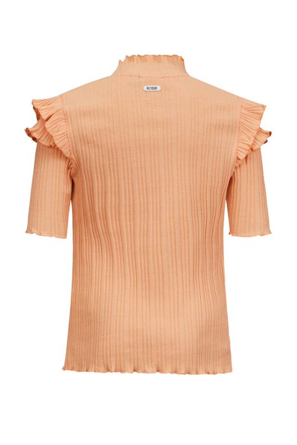 Retour Jeans top Yass met ruches perzik