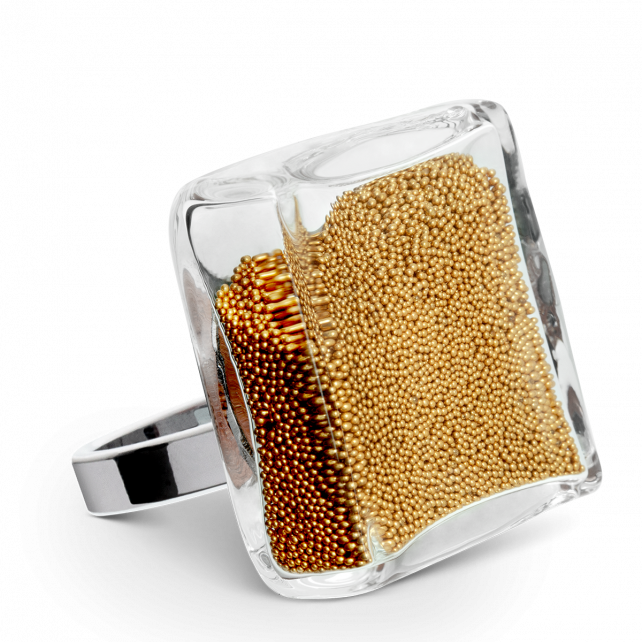 Bague en verre soufflé - Carré Giga Billes