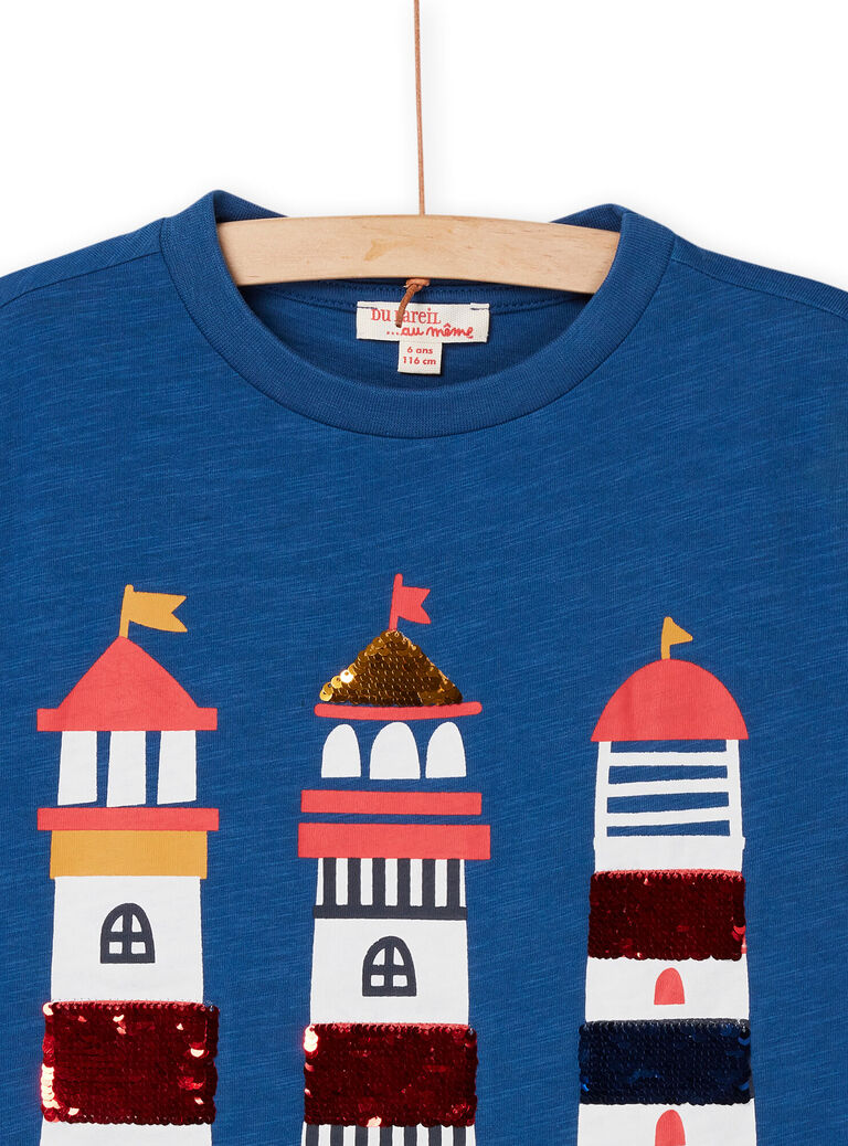 T-shirt bleu à animation phares