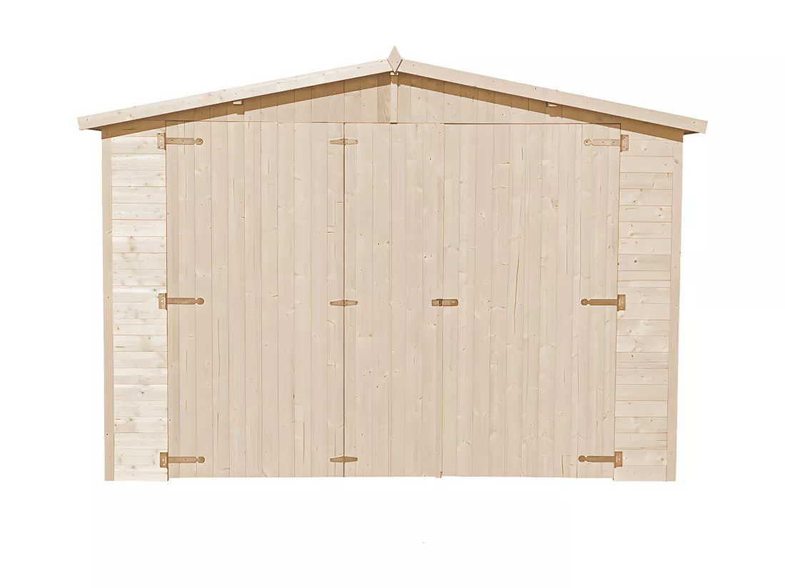 GARAGE en bois Naturel - H222X616x324 cm/18 m² -TIMBELA M102