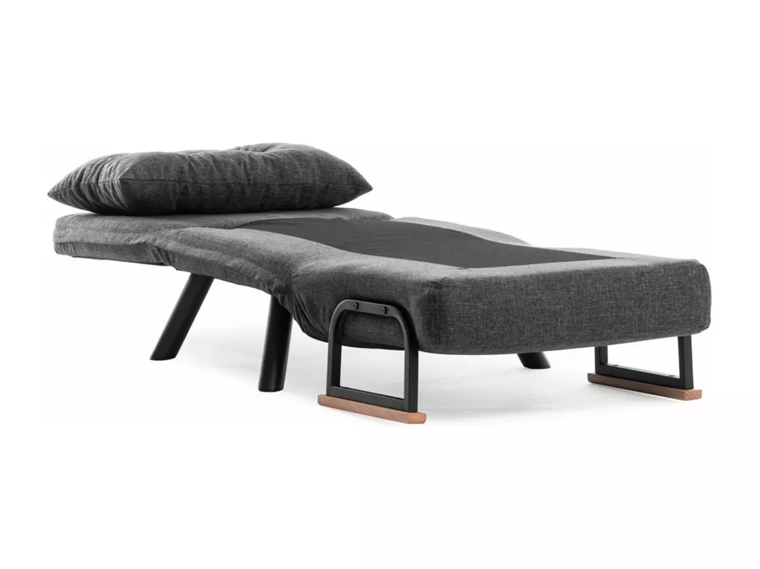 Fauteuil convertible Yolanda Métal Noir et Lin Gris foncé