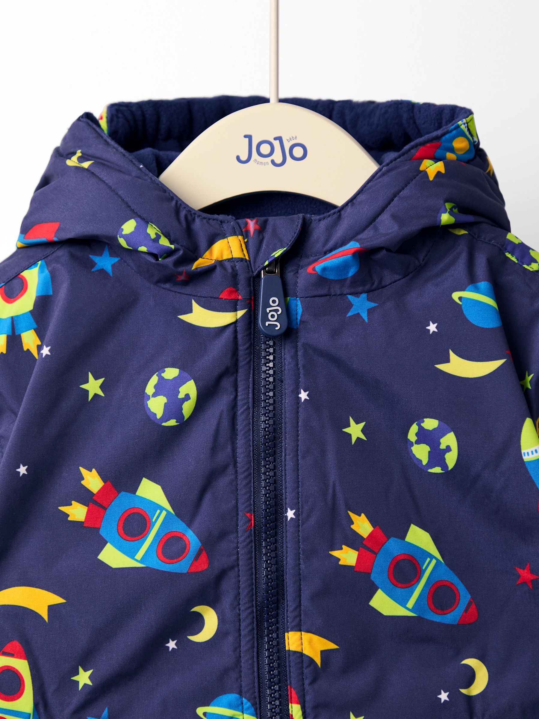 Marineblauw met raket - JoJo Maman Bébé omkeerbaar jack met fleece voering