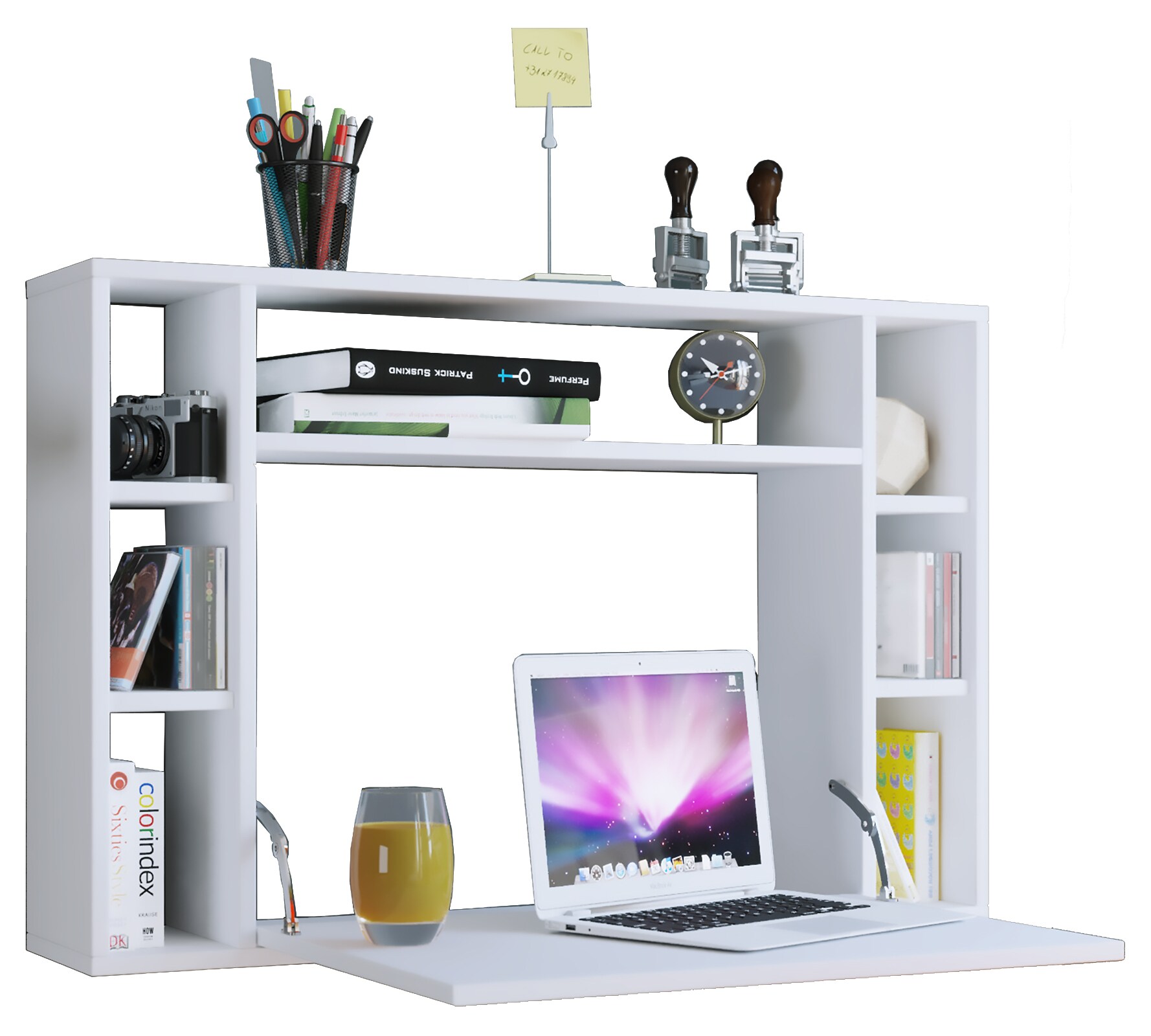 VCM Holz Hänge Klapp Schreibtisch Wandschreibtisch Computertisch Schublade Wandila