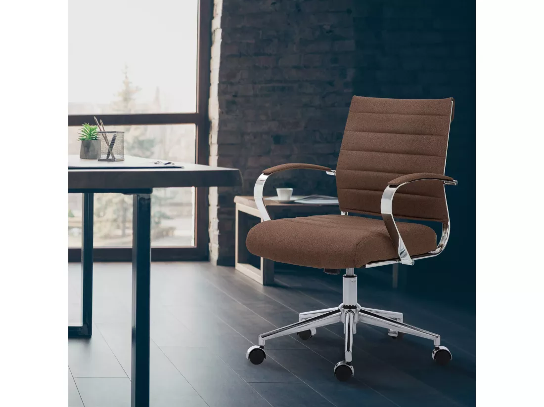 Chaise de bureau - Tissu - Marron - Oakland