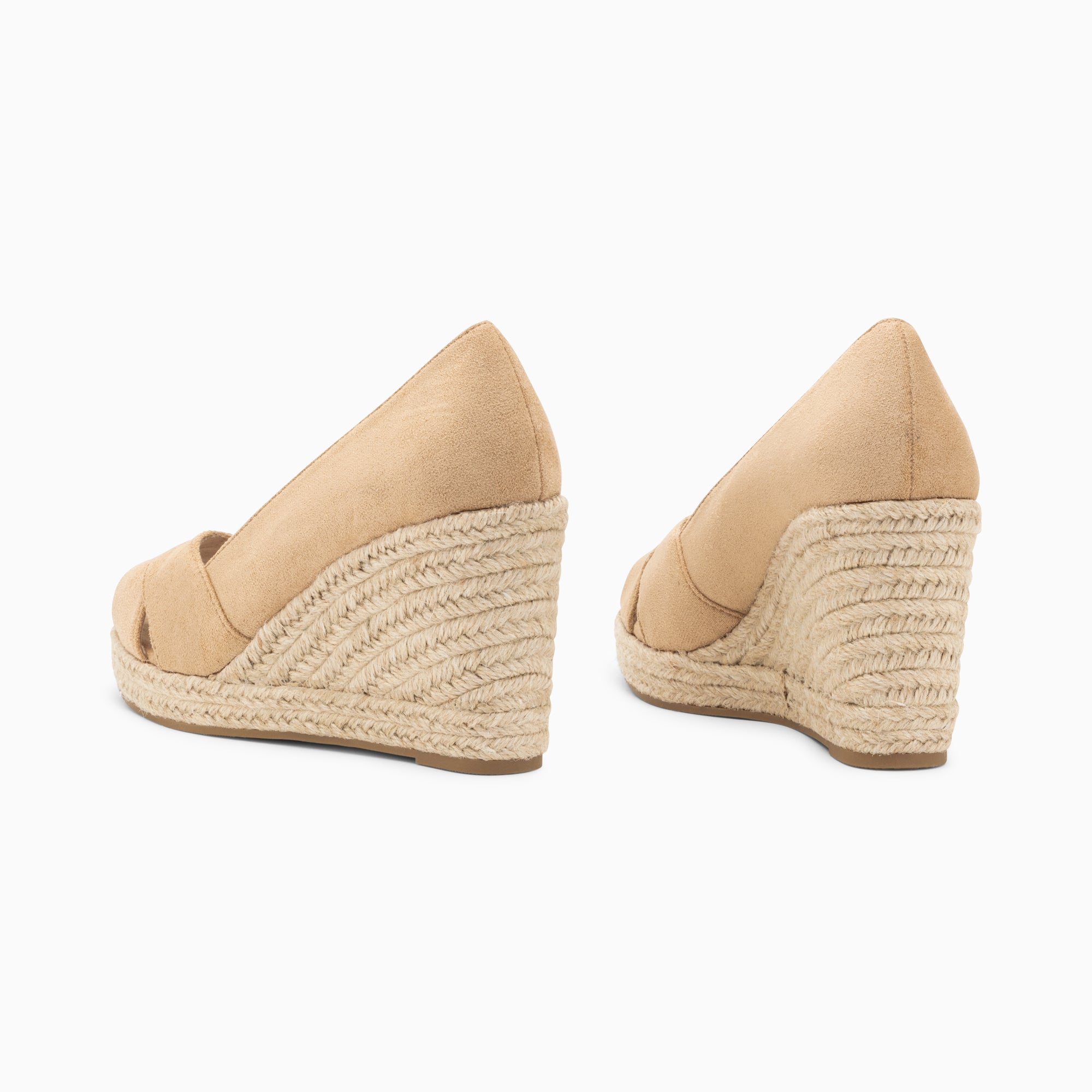Sandales à talon, Compensées-Sandales compensées peep-toe Léonie beiges