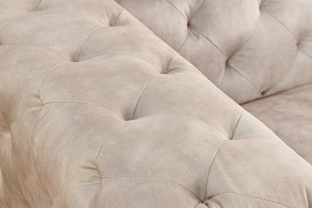 Design Chesterfield Sessel MODERN BAROCK 120cm champagner beige Samt Federkern