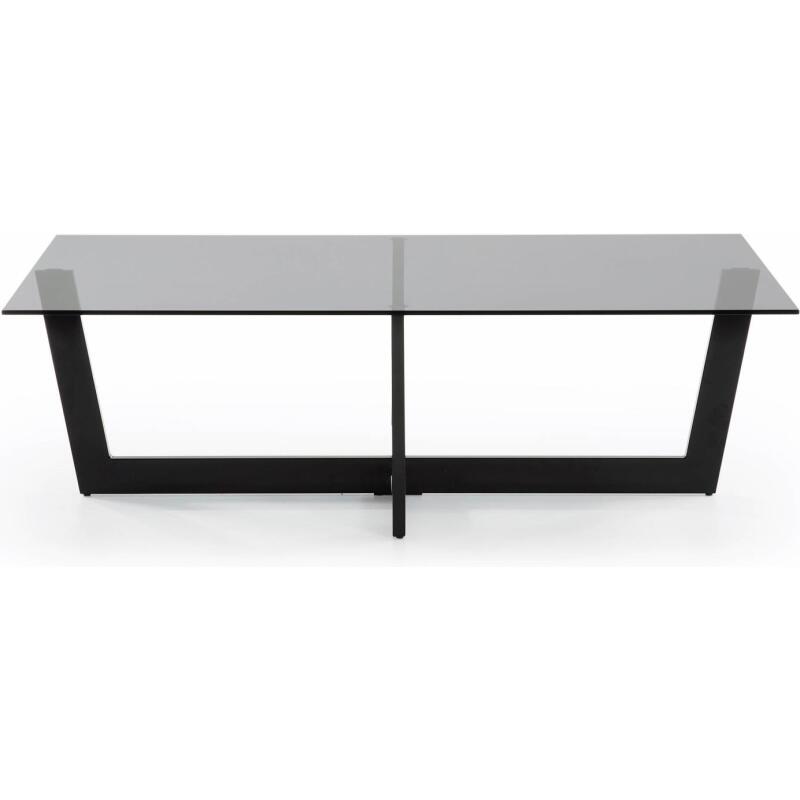 Table basse Plam en verre noir et structure en acier noir 120 x 70 cm