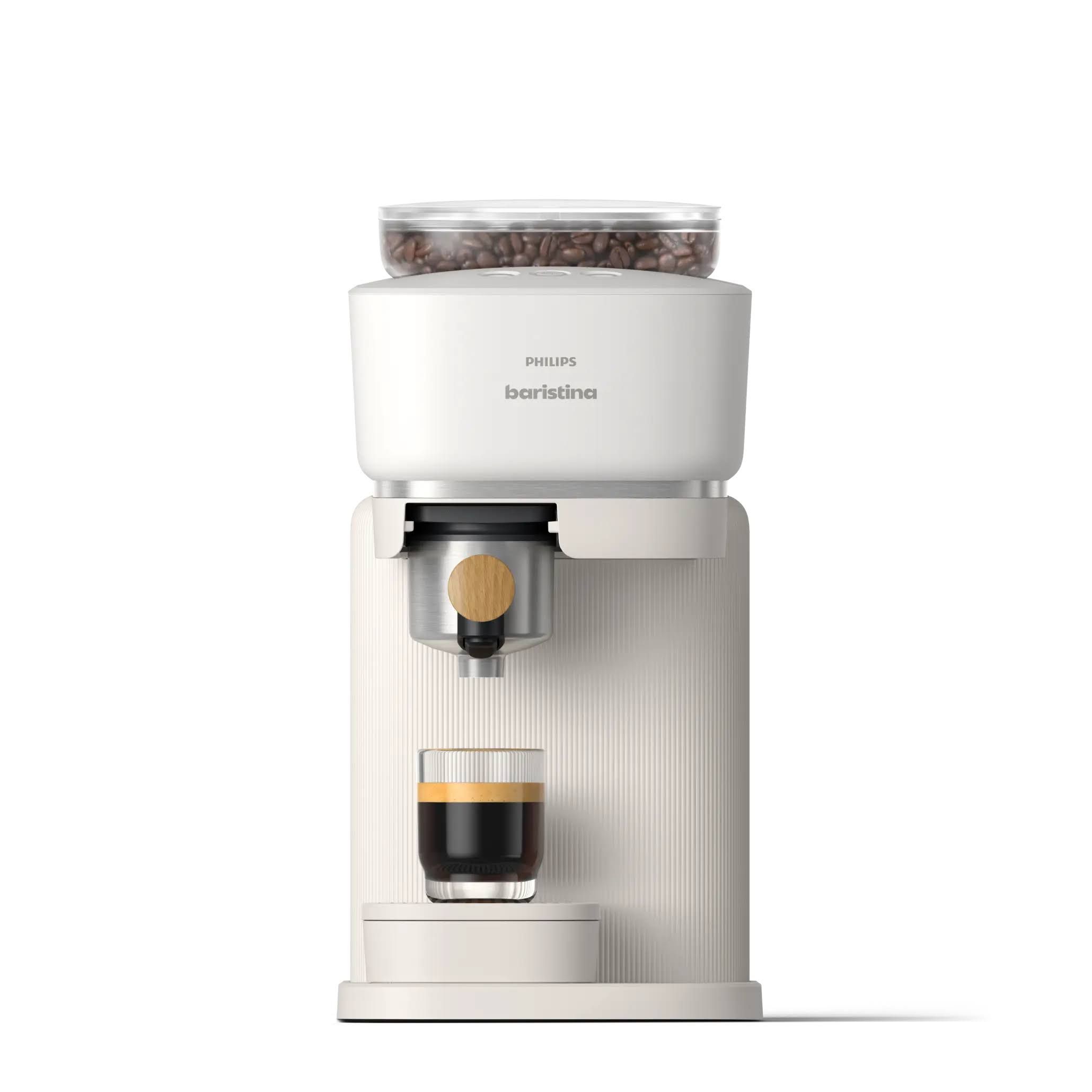 Baristina Espressomaschine Naturweiß / Eschenholz Siebträger