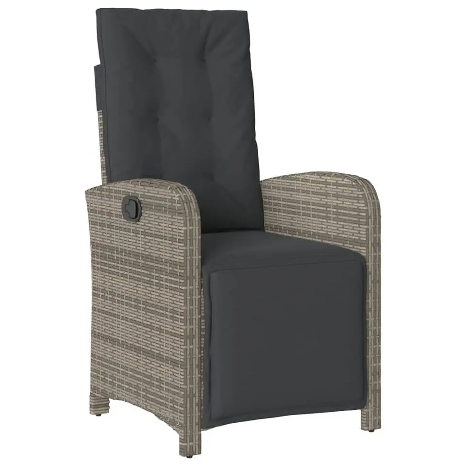 vidaXL - Verstelbare tuinstoelen - Voetensteun - Grijs - Poly rattan - 2 stuks