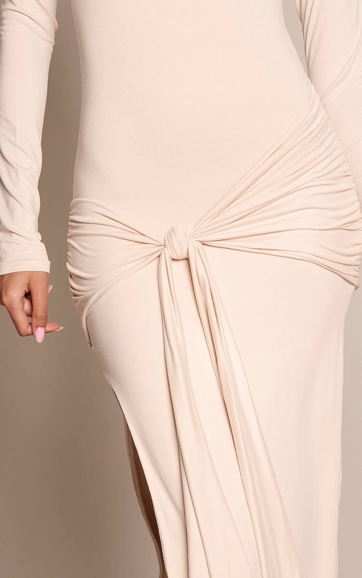Crème Robe Longue Grande Taille À Col Bateau Toucher Doux Avec Détail Cache-cœur