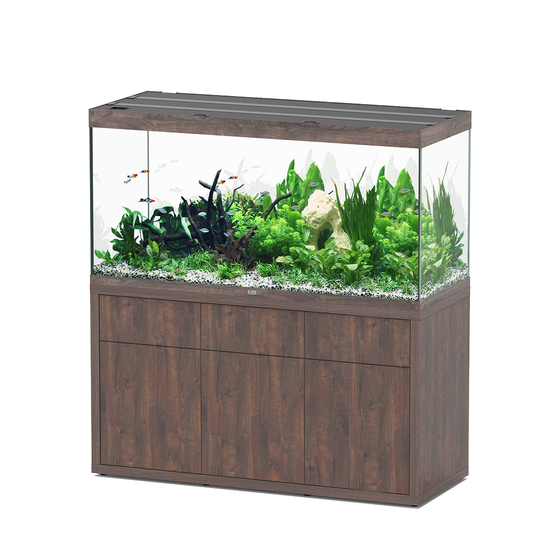 Aquarium et Meuble 2 portes Sublime Led Chêne Brun L150x P50x H75 cm