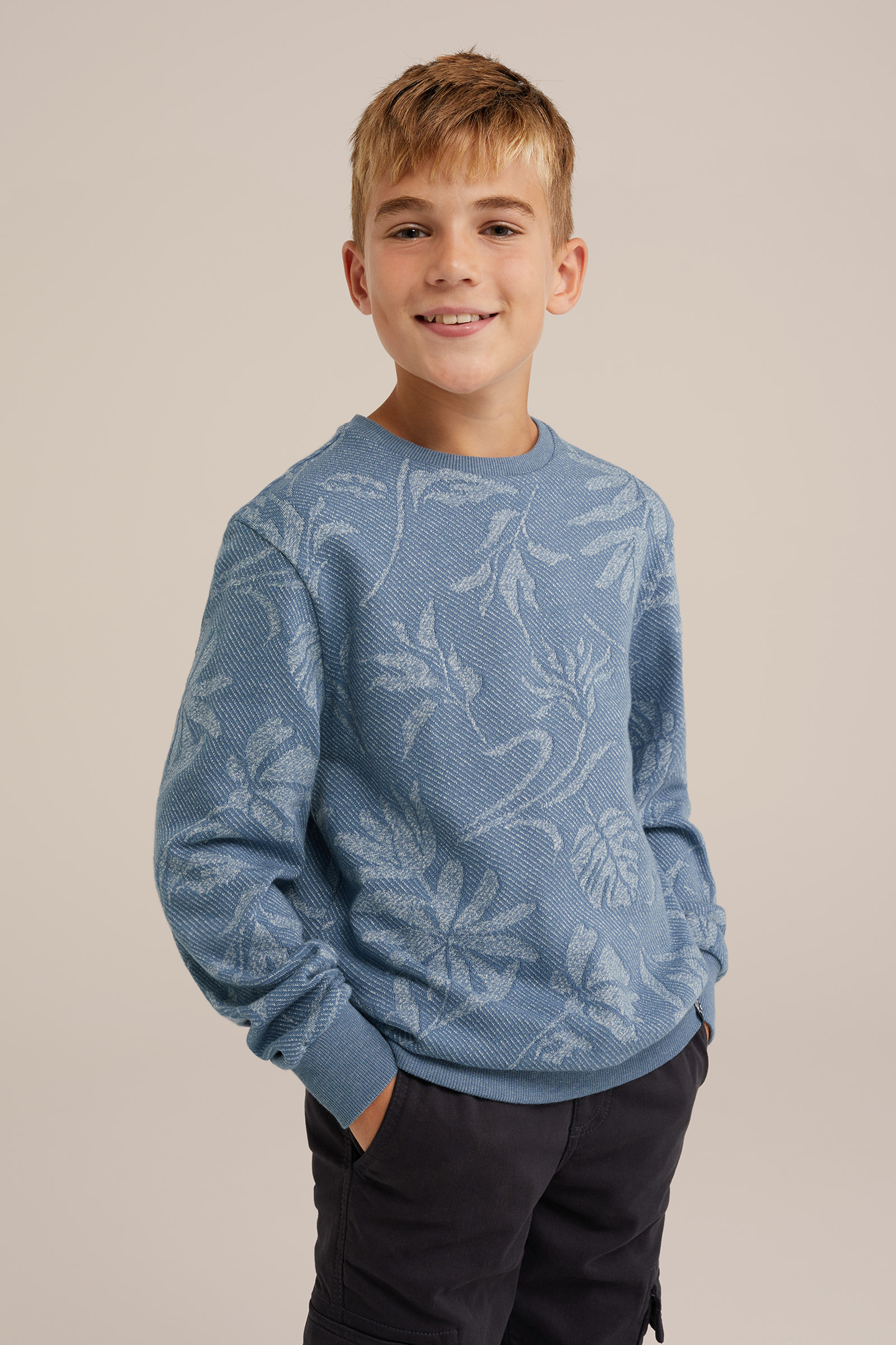 Jongens sweater met jacquard-dessin Blue Ridge Lichtblauw