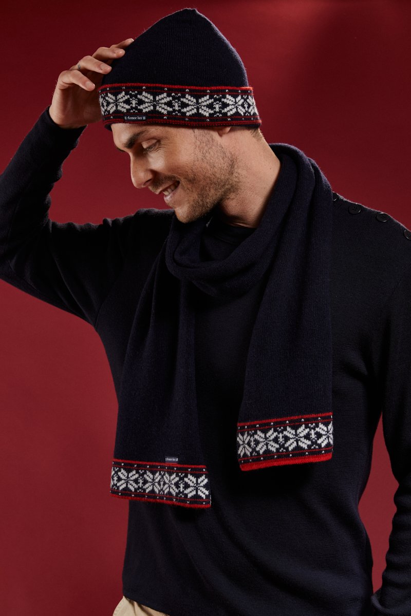 Echarpe jacquard Noël - maille recyclée