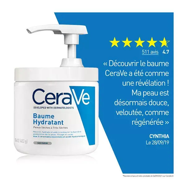 CeraVe Bálsamo Hidratante Facial e Corporal em Pote com Bomba Dosadora 454g