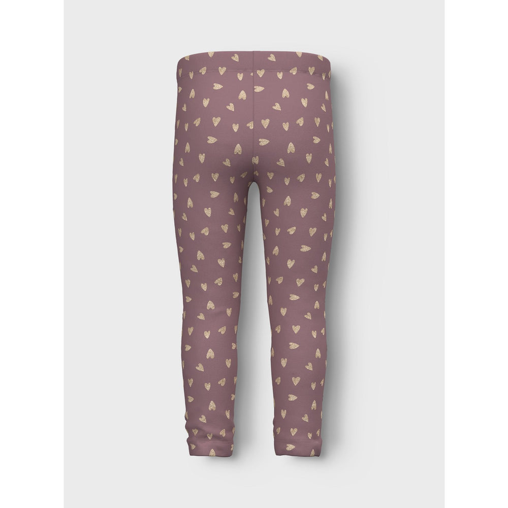 Køb Name It Grape Shake W. Glitter Hearts Tavina Sweat Fleece Leggings Noos