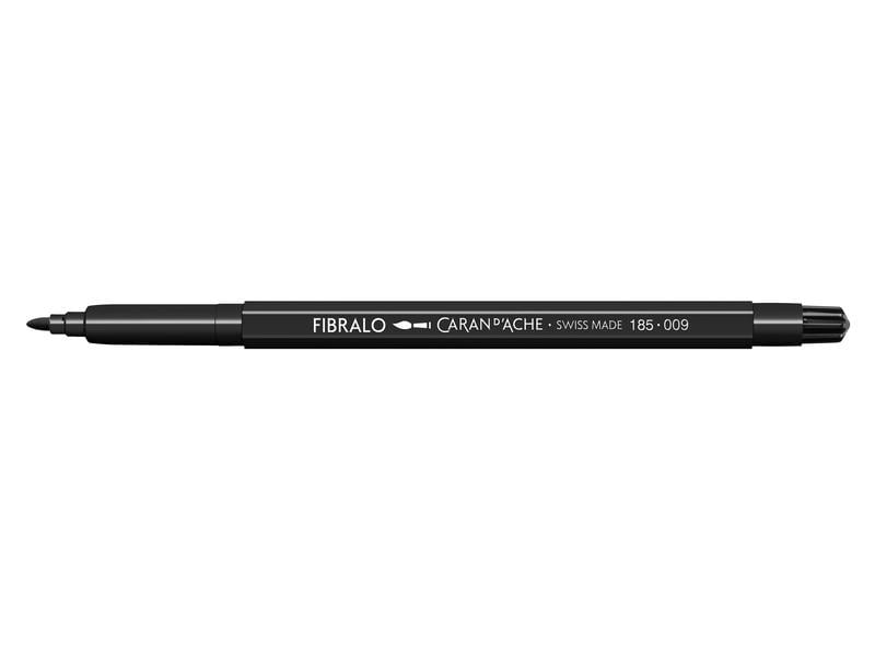 Caran d'Ache Filzstift Fibralo 1 Stück, Schwarz Fasermaler für überraschende Effekte