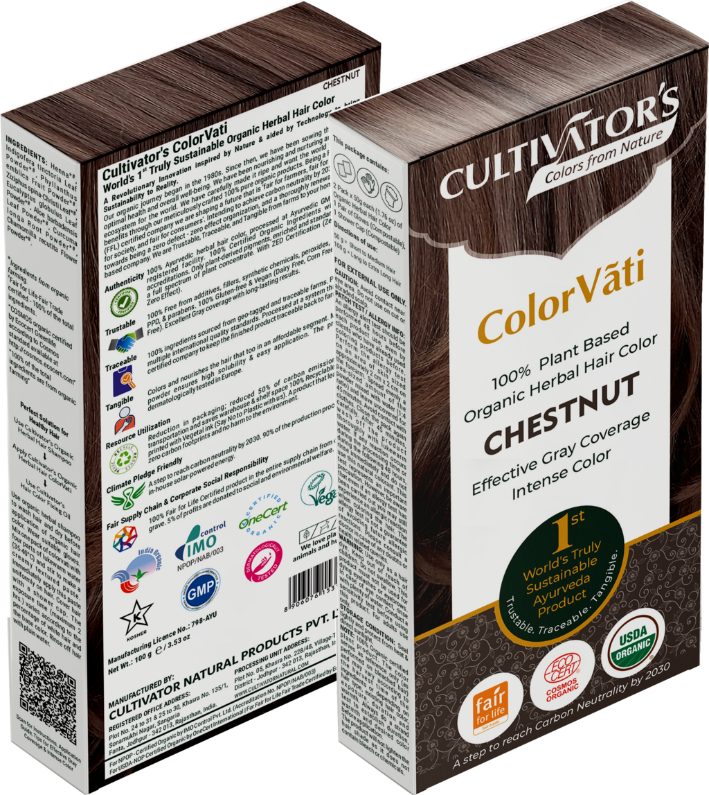 CULTIVATOR'S  ColorVãti Organic Herbal Hair Color - 15 Chestnut, 100 g