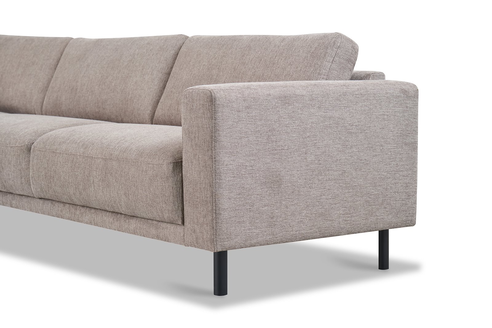 Portland hjørnesofa 23 Tekstil Brego 34 Stone med sorte ben