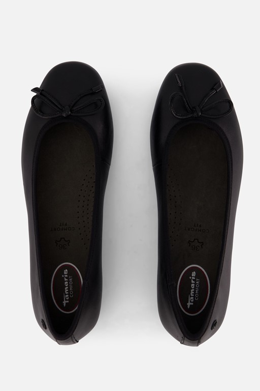 Tamaris Comfort Ballerina's zwart Leer