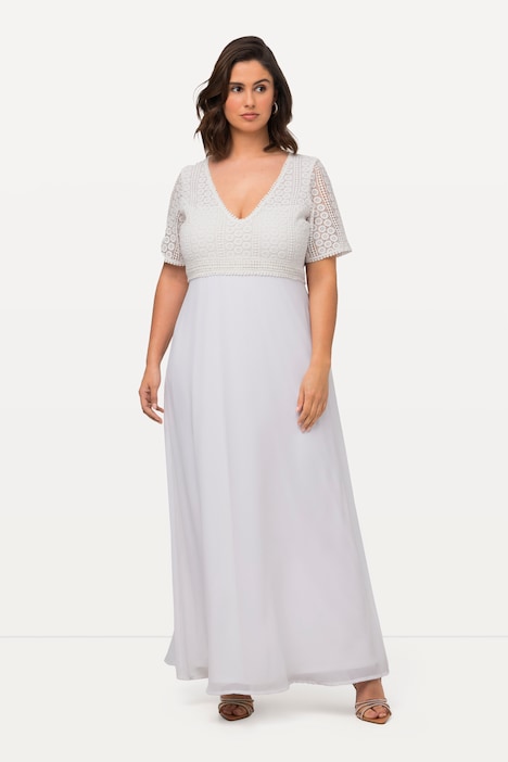 Brautkleid, Boho-Style, A-Linie, V-Ausschnitt, Halbarm