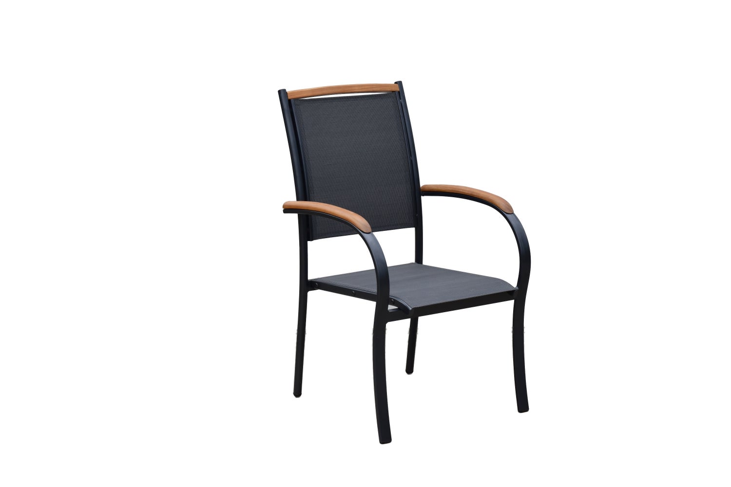 Siena 5-delige tuinmeubelset, stapelbare stoelen, tafel 150 x 90 cm, grafiet/grijs