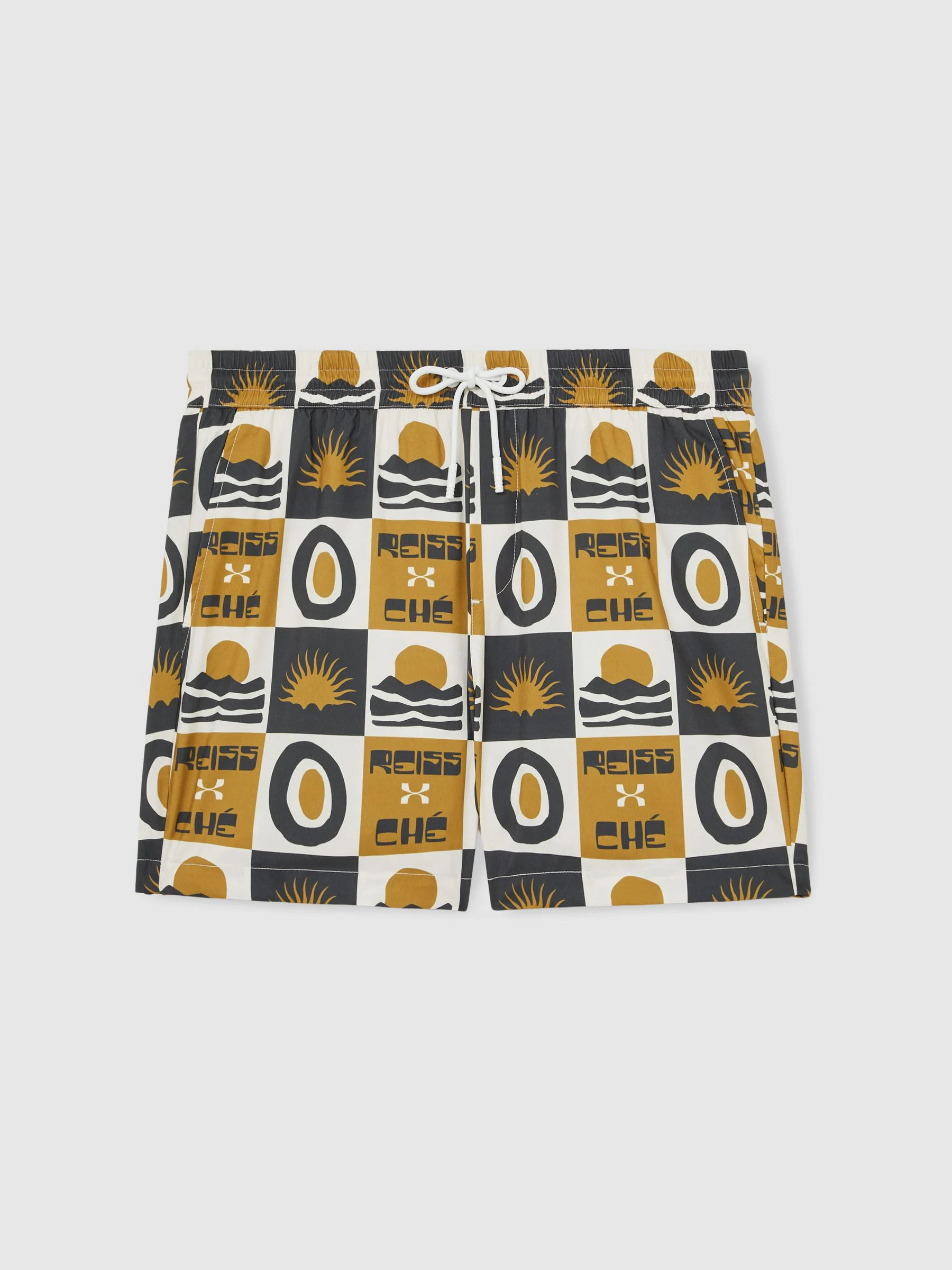 Olijfgroen - Reiss Trinity Reiss | Ché Sunset-Print Swim Shorts