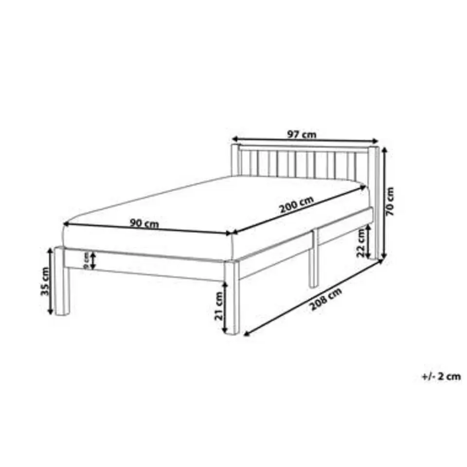 FLORAC - Eenpersoonsbed - Wit - 90 x 200 cm - Dennenhout