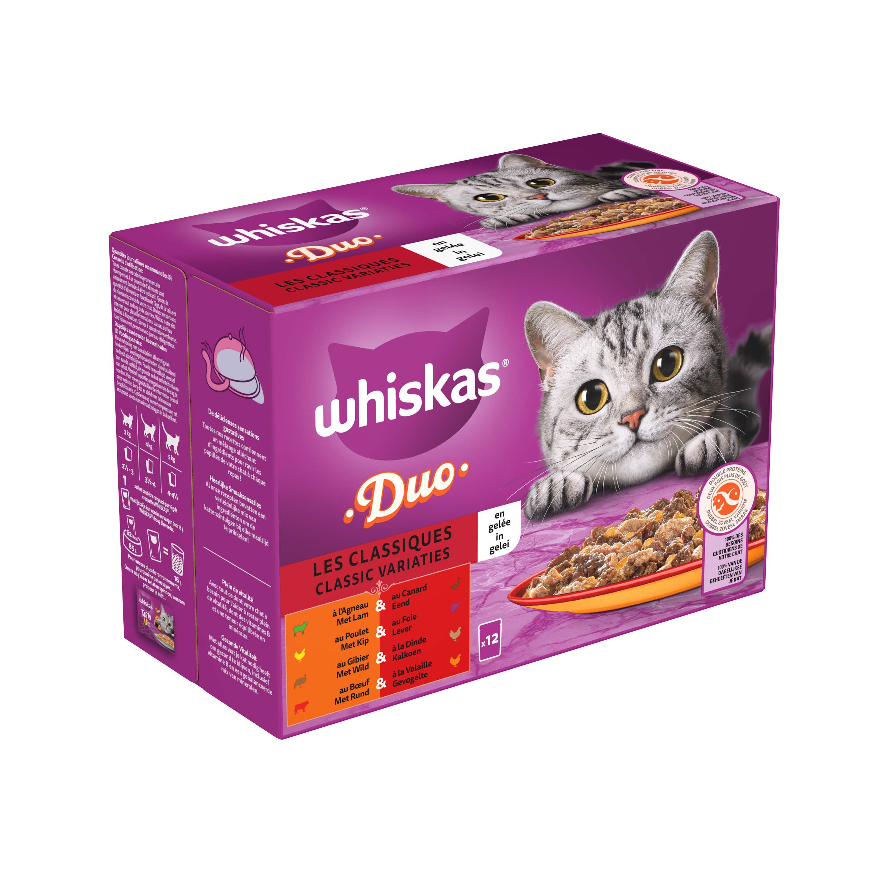 Whiskas  1  Classic Selectie - Kattenvoer - 12x85 gram - 1020 Gram - gelei