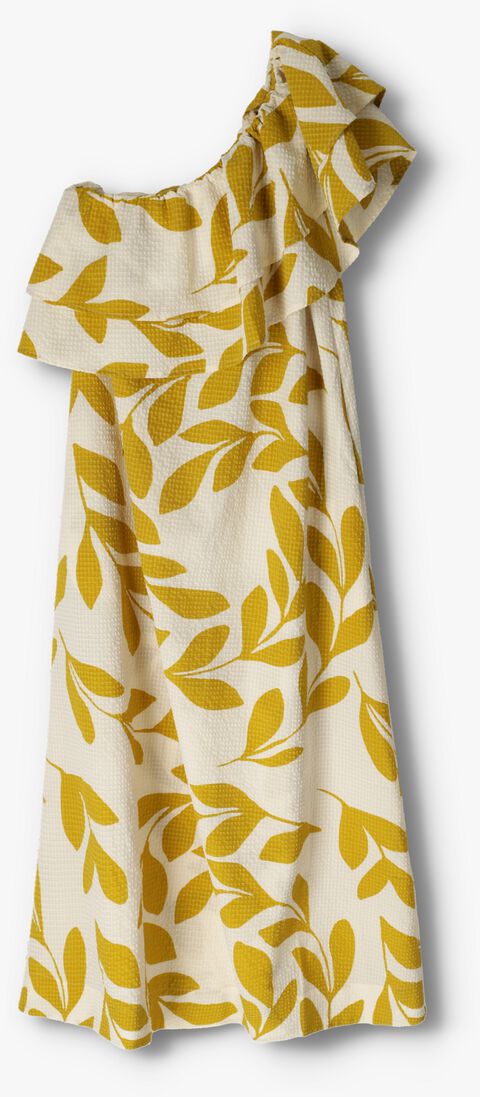 SECOND FEMALE gouden second female midi jurk uivo one-shoulder dress