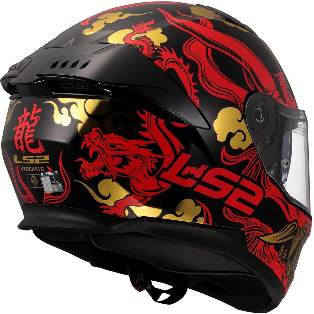 LS2 - Casque FF808 Stream II Drako Noir / Rouge / Or / Brillant