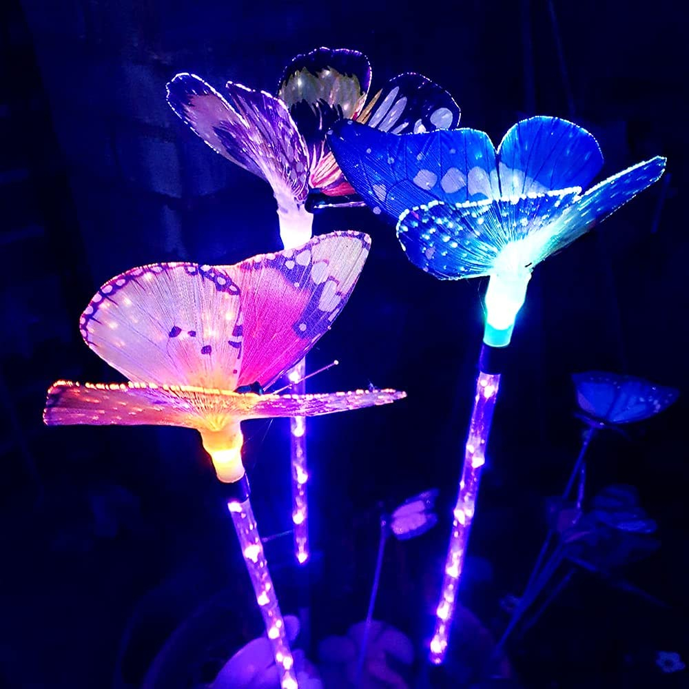 (3er Set) 18-LED's Solar Outdoor Licht Schmetterling Design Wasserfest IP65 - Bunt