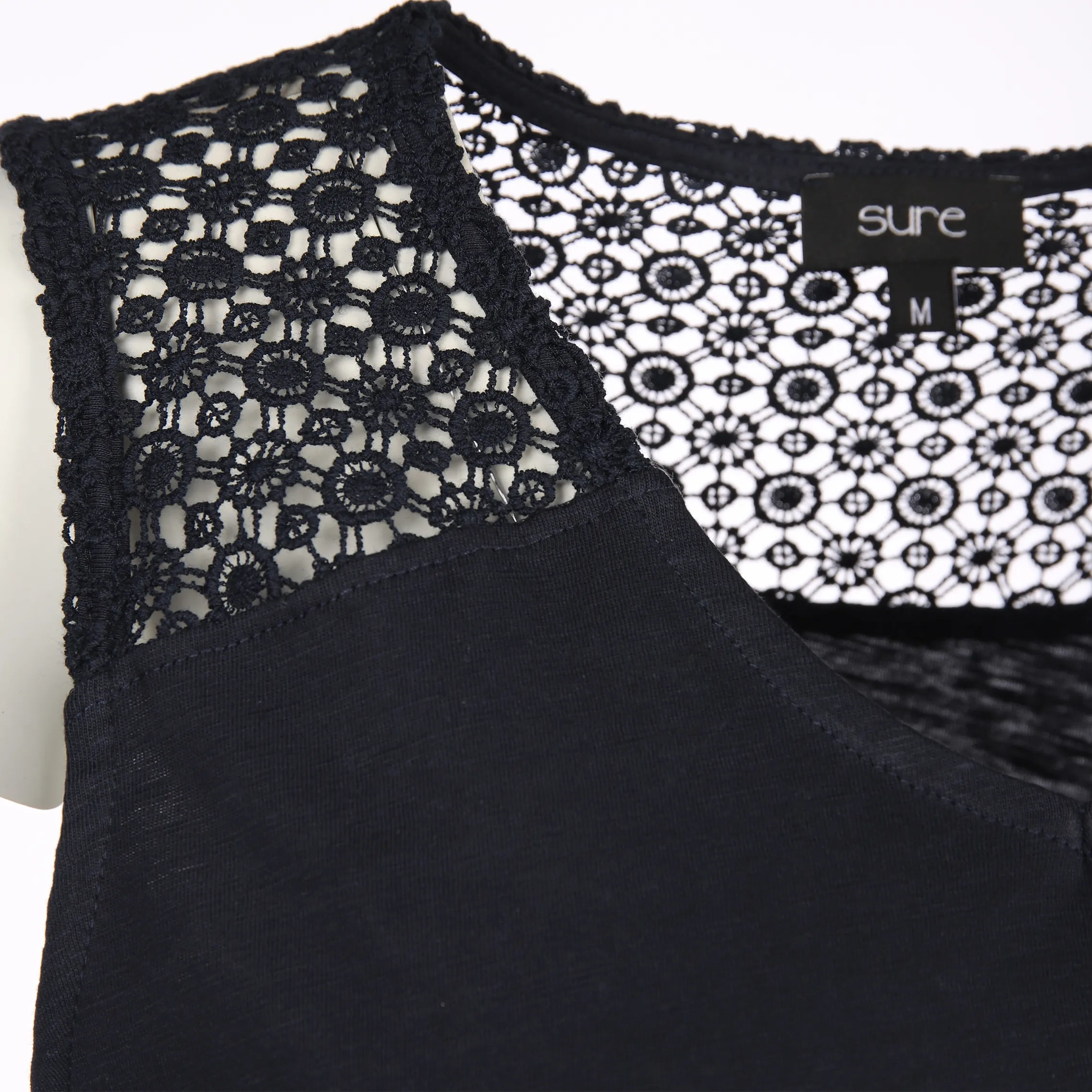 Damen Top mit Spitze und Bindeband