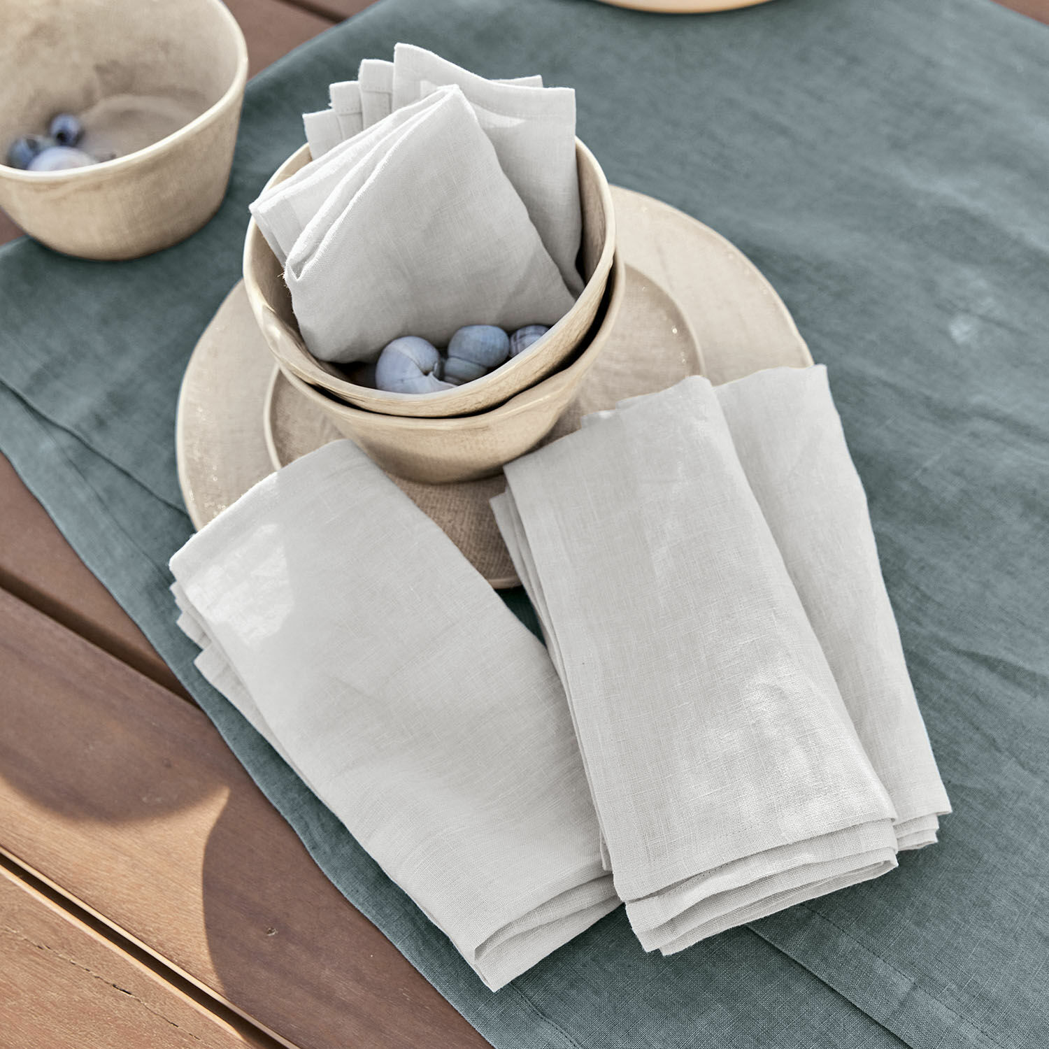 Serviette 4er Set Ghis hellgrau