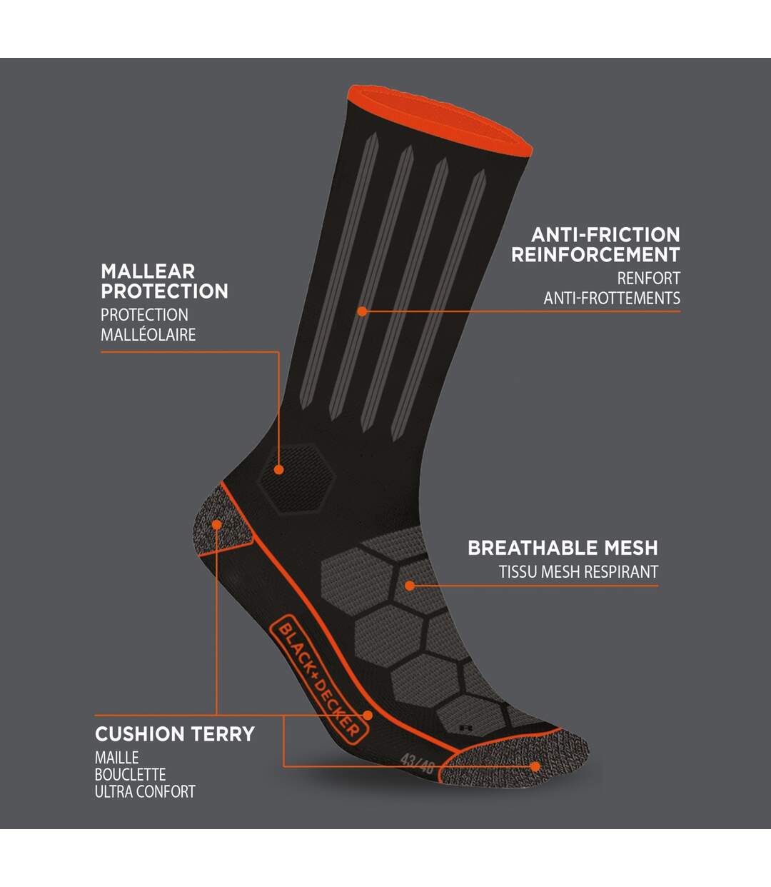 Lot de 4 Paires de Chaussettes hautes de travail Tool