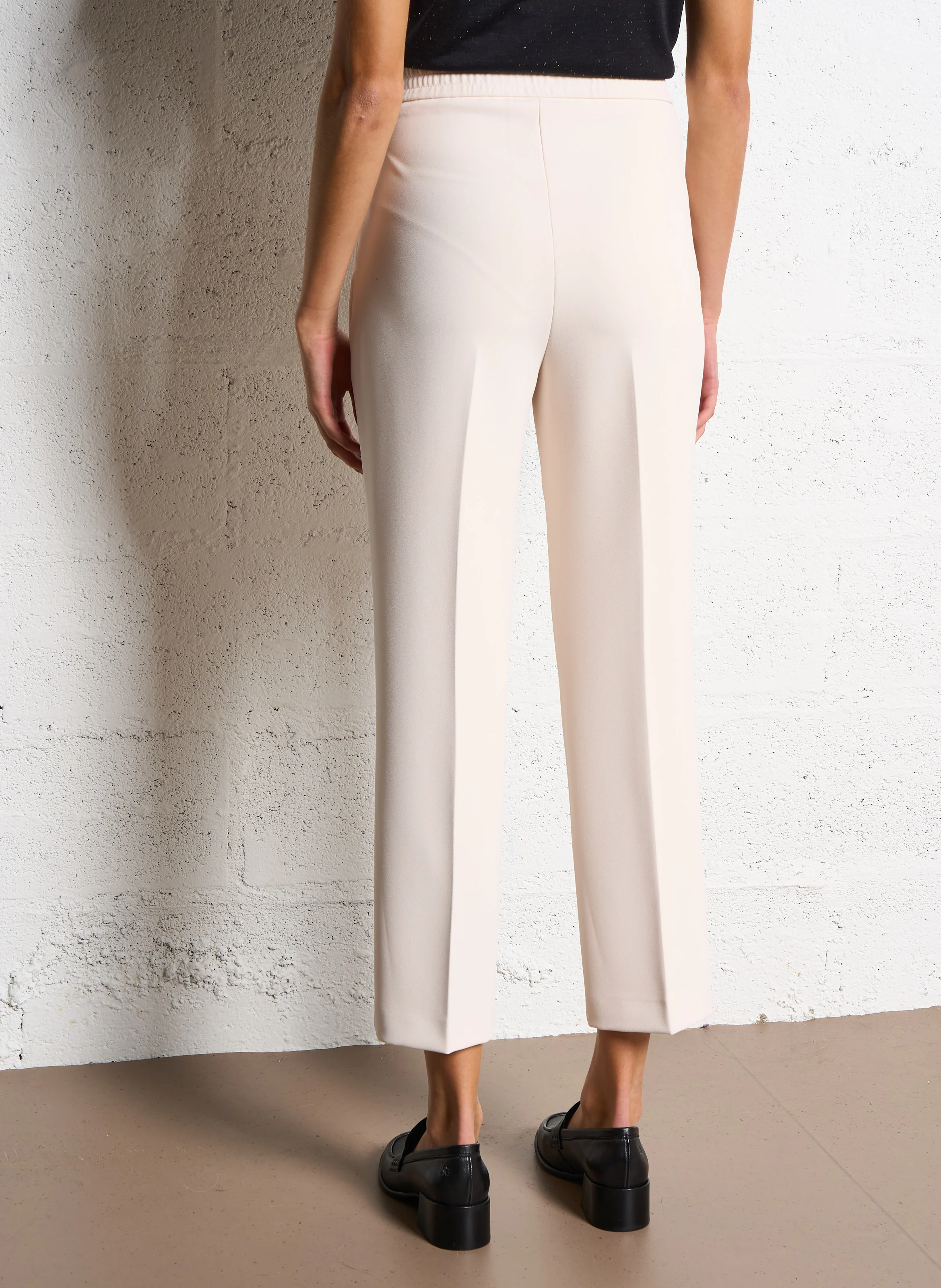 Pantalon droit à plis | Beige