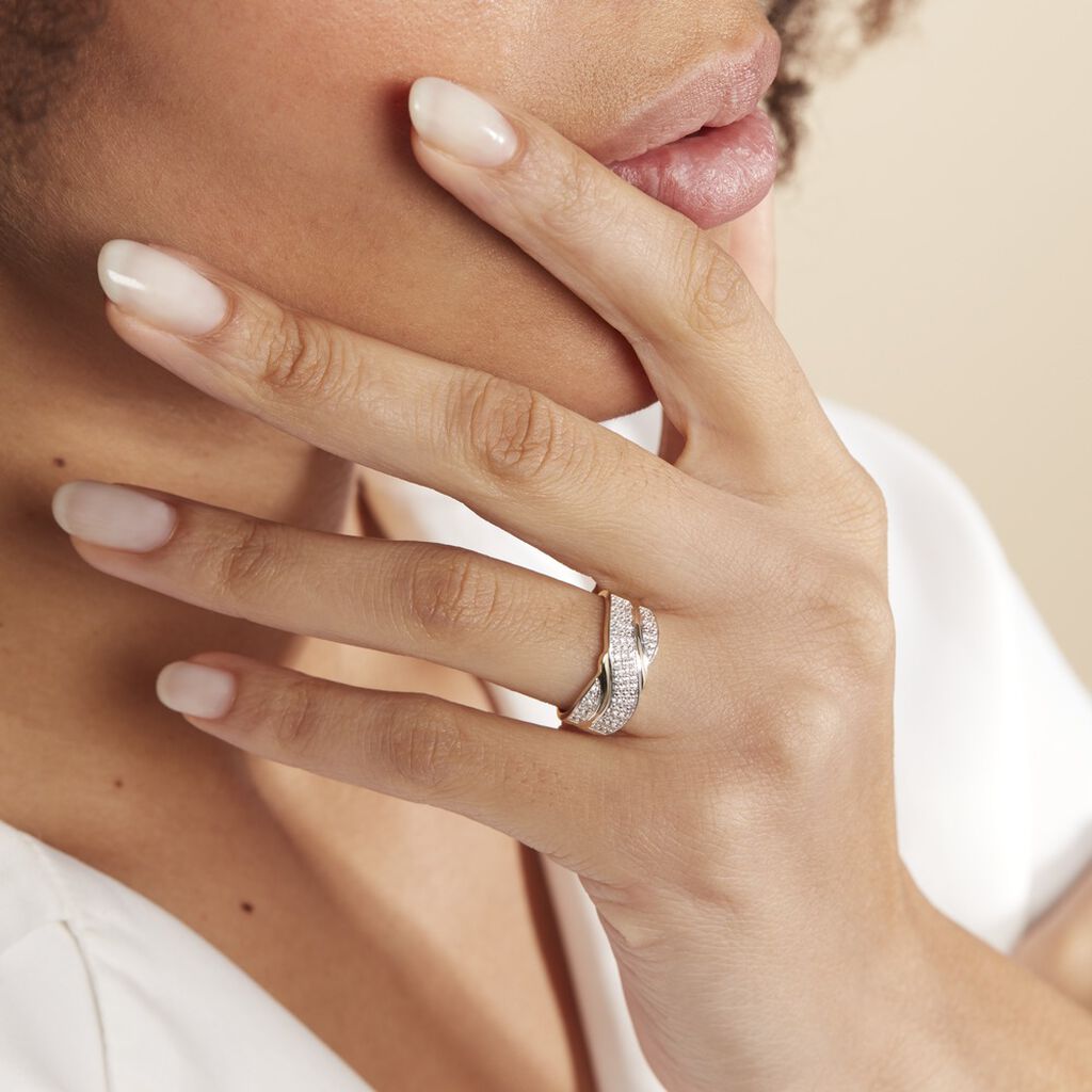 Bague Bandeau Or Jaune Oxyde De Zirconium
