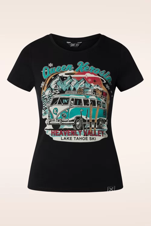 Queen Kerosin Heavenly Valley t-shirt in zwart