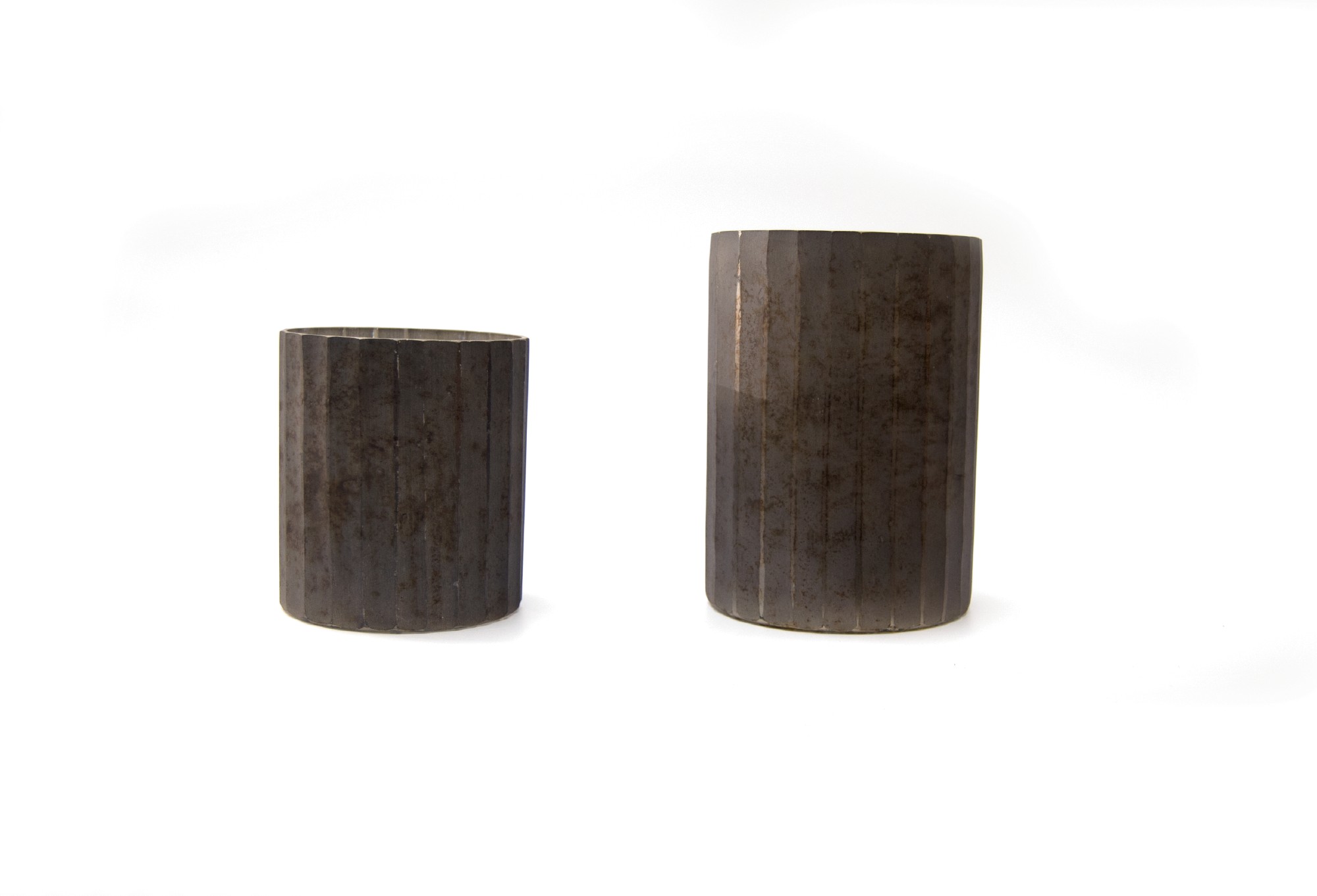 Windlicht 'Strier', grau, Ø 12 cm, H 16 cm von fischer's lagerhaus